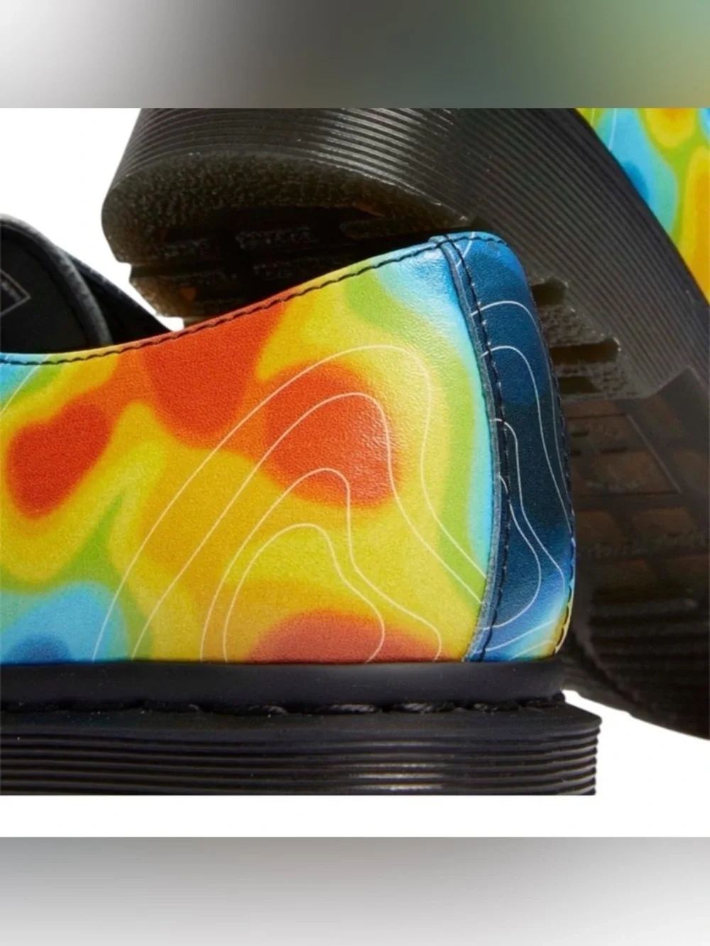 Dr martens unisex Black Leather Derby Shoes with Multicolor Heat-Map Print